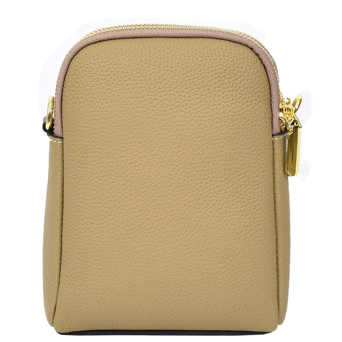 Women's Real Leather Cross Body Bag Small Size Sling Pouch Elizabeth Beige (Min Order From 10Pcs)