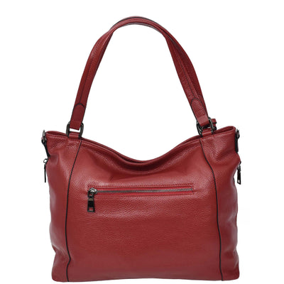 Women's Leather Tote Shoulder Handbag Evelyn Red ( Min Order From 10/Pcs )