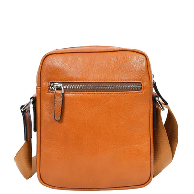 Mens Real Leather Cross Body Bag Small Size Travel Pouch Hanoi Tan (Min Order From 10Pcs)