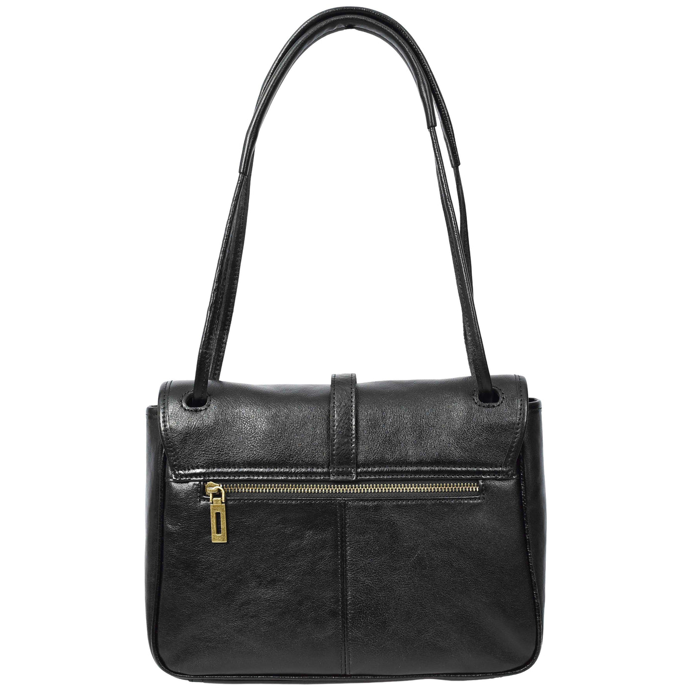 Women's Real Leather Shoulder Bag Classic Mid Size Handbag Simone Black  (Min Order From 10Pcs)
