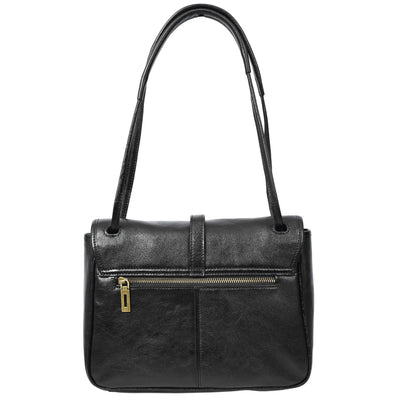 Women's Real Leather Shoulder Bag Classic Mid Size Handbag Simone Black  (Min Order From 10Pcs)