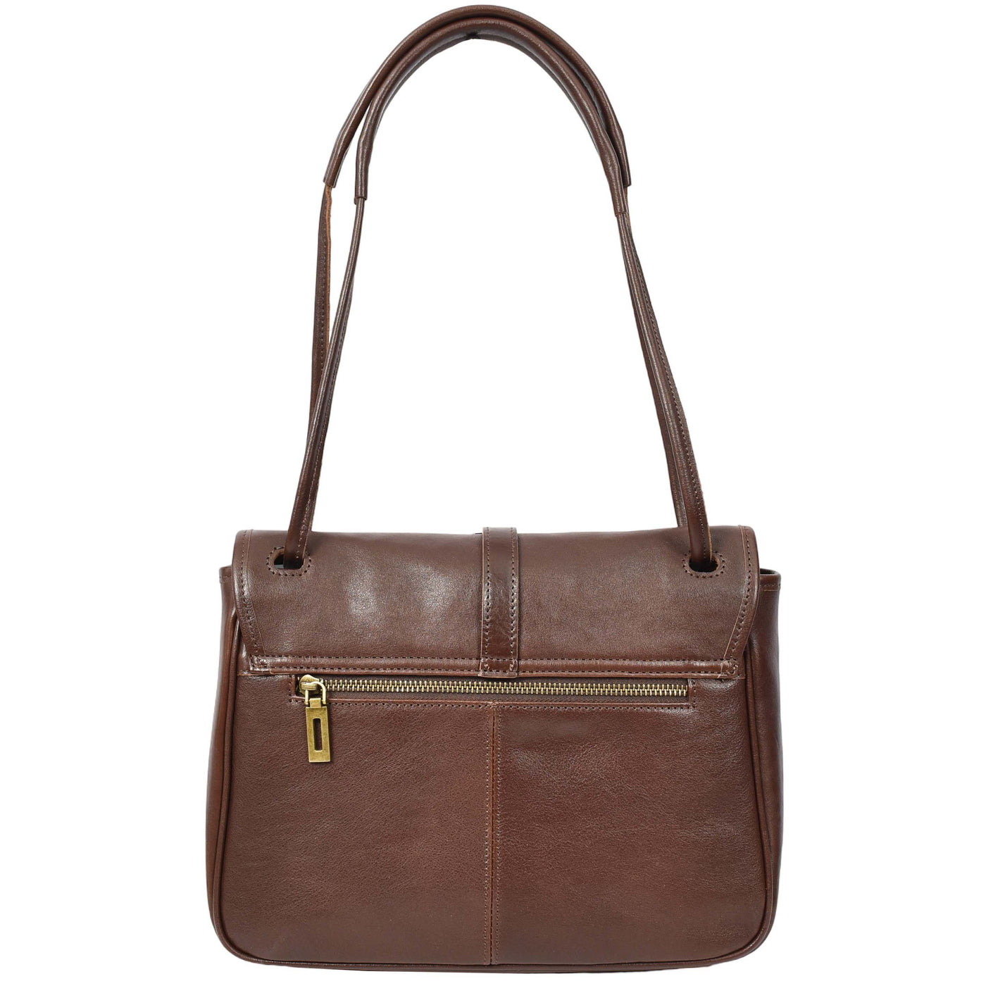 Women's Real Leather Shoulder Bag Classic Mid Size Handbag Simone Brown  (Min Order From 10Pcs)