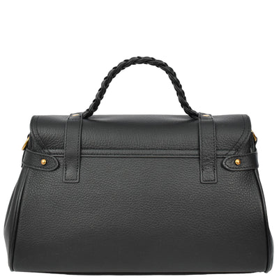 Womens Real Leather Handbag Classic Satchel Top-Handle Style Greta Black (Min Order From 10Pcs)
