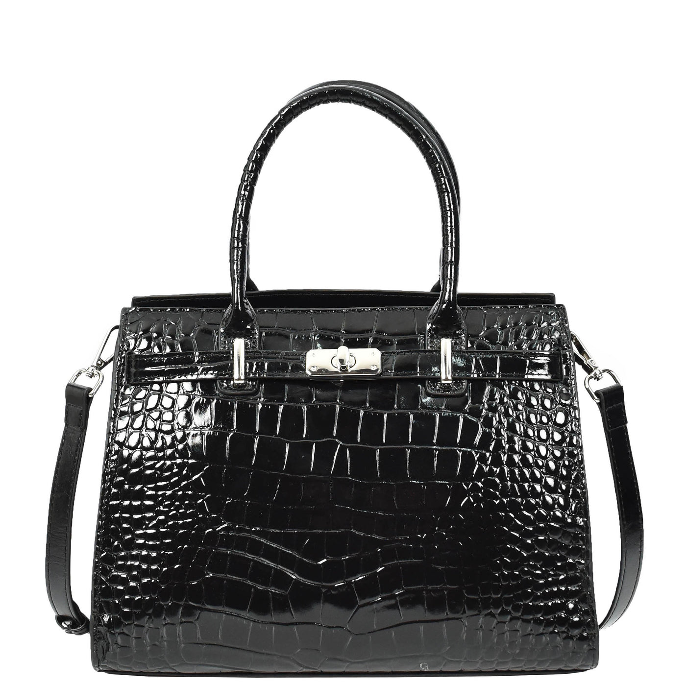 Women Real Leather Handbag Mid Size Organiser Top-Handle Handbag Noelle Black (Min Order From 10Pcs)