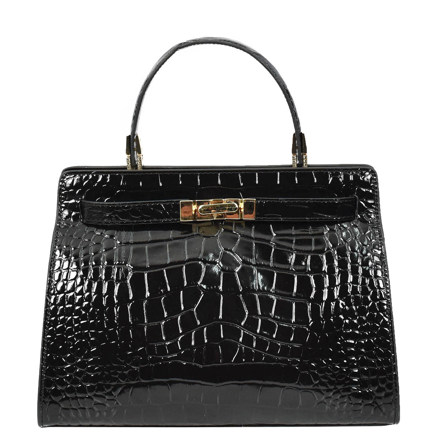 Women's Real Leather Handbag Small Organiser Top-Handle Handbag Camille Black ( Min Order From 10/Pcs )