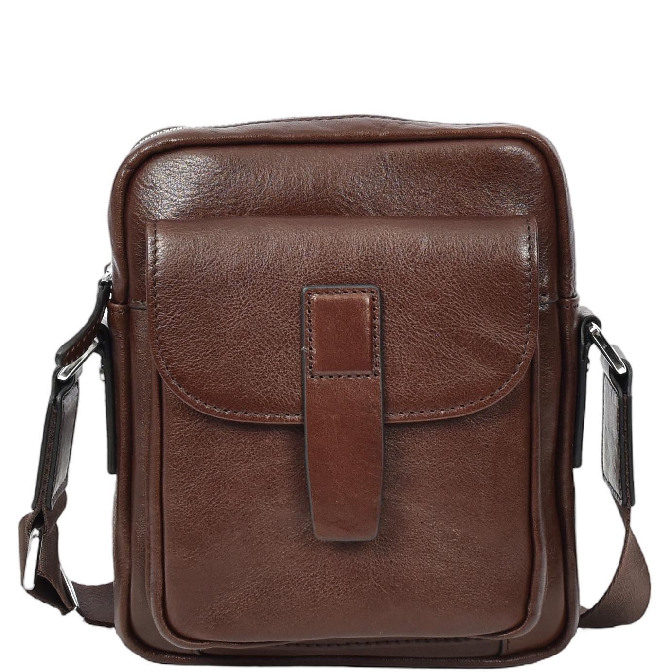 Mens Real Leather Cross Body Bag Small Size Travel Pouch Malmo Brown (Min Order From 10Pcs)