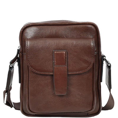 Mens Real Leather Cross Body Bag Small Size Travel Pouch Malmo Brown (Min Order From 10Pcs)