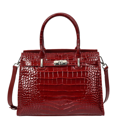 Women Real Leather Handbag Mid Size Organiser Top-Handle Handbag Noelle Red (Min Order From 10Pcs)