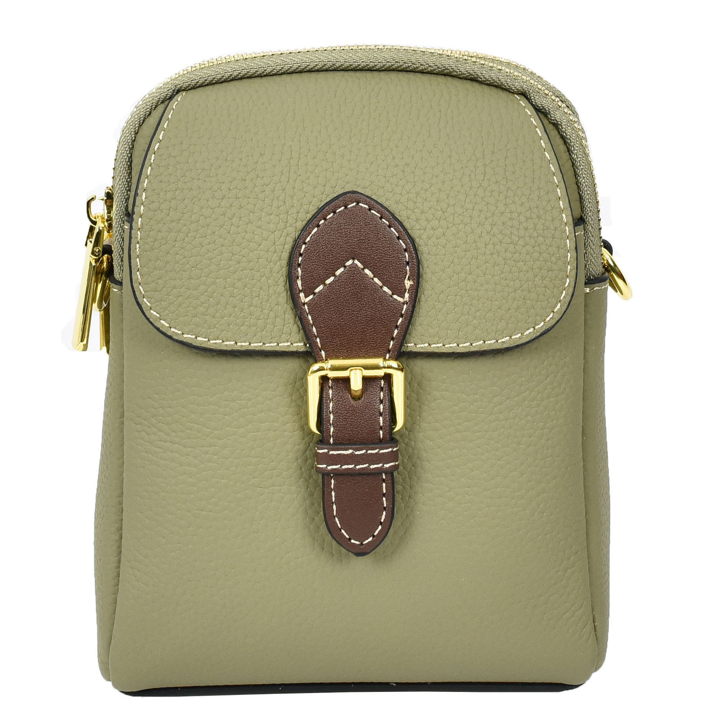Women's Real Leather Cross Body Bag Small Size Sling Pouch Elizabeth Green (Min Order From 10Pcs)
