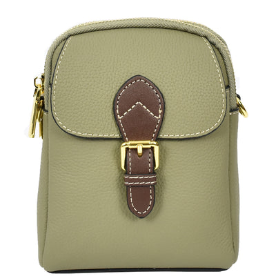 Women's Real Leather Cross Body Bag Small Size Sling Pouch Elizabeth Green (Min Order From 10Pcs)