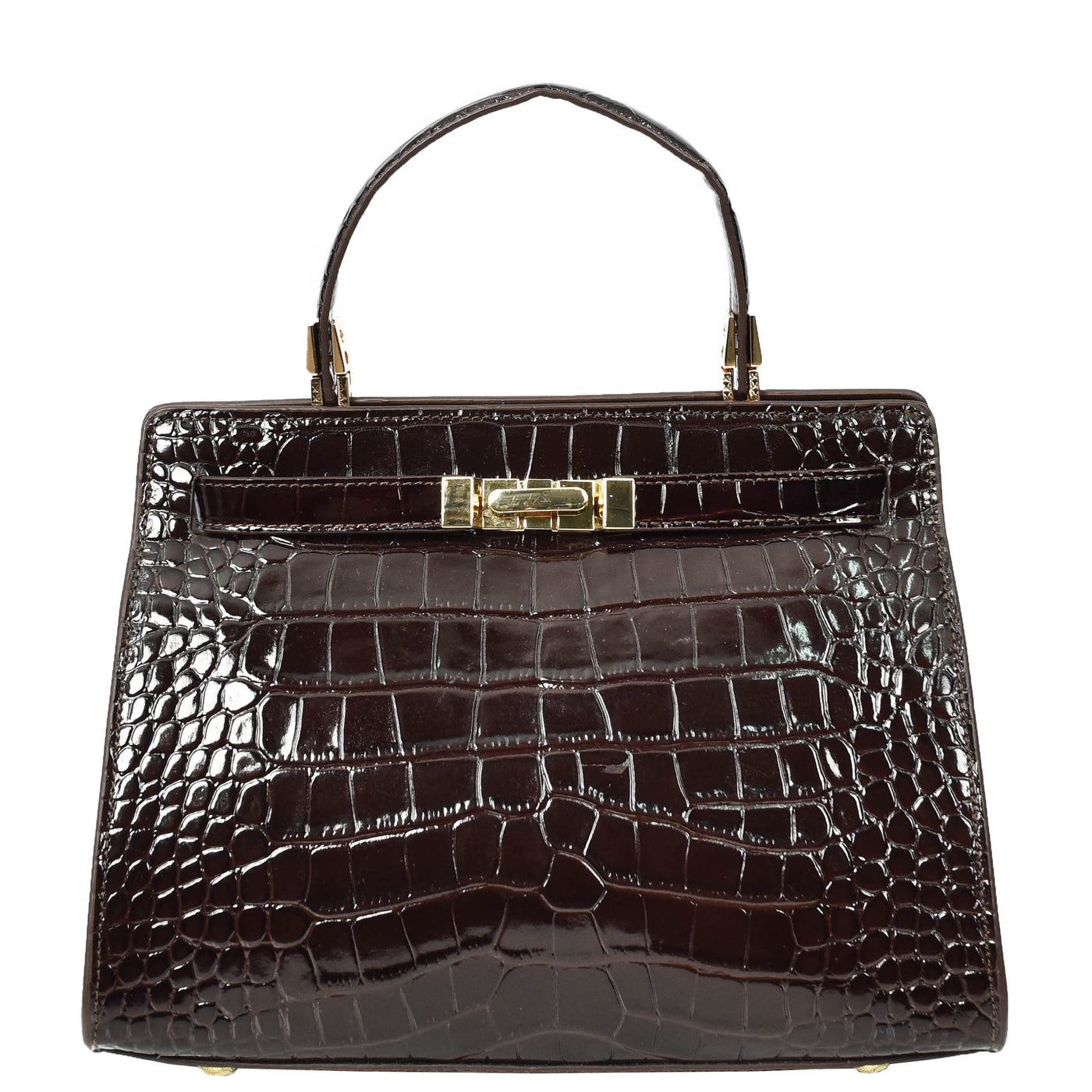 Women's Real Leather Handbag Small Organiser Top-Handle Handbag Camille Brown ( Min Order From 10/Pcs )