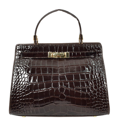 Women's Real Leather Handbag Small Organiser Top-Handle Handbag Camille Brown ( Min Order From 10/Pcs )