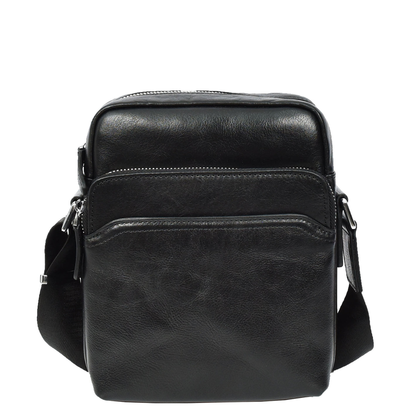 Mens Real Leather Cross Body Bag Small Size Travel Pouch Hanoi Black (Min Order From 10Pcs)