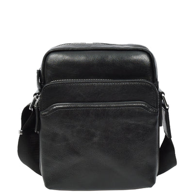 Mens Real Leather Cross Body Bag Small Size Travel Pouch Hanoi Black (Min Order From 10Pcs)