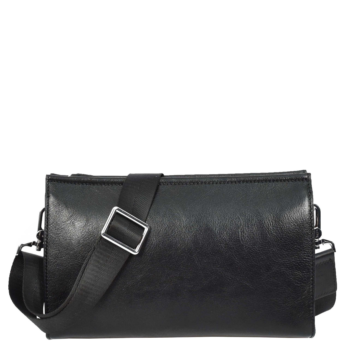 Mens Real Leather Wrist Bag Organiser Cross Body Style Suva Black (Min Order From 10Pcs)