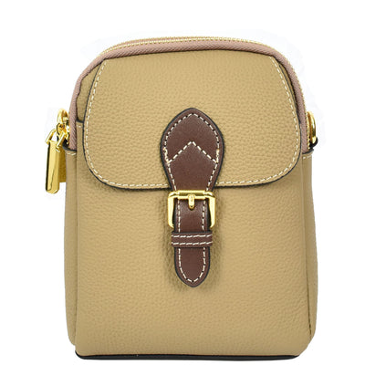 Women's Real Leather Cross Body Bag Small Size Sling Pouch Elizabeth Beige (Min Order From 10Pcs)