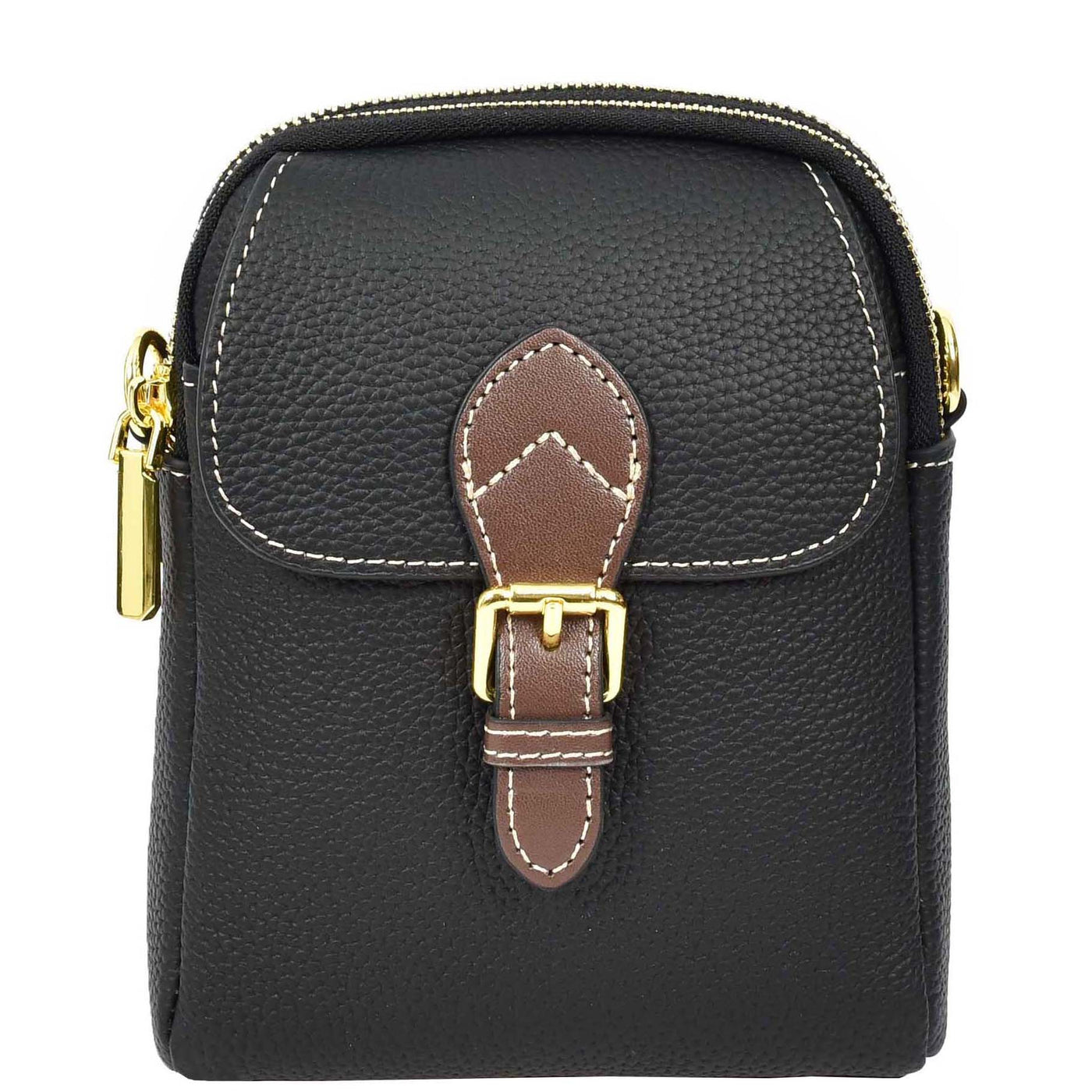 Women's Real Leather Cross Body Bag Small Size Sling Pouch Elizabeth Black (Min Order From 10Pcs)
