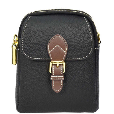 Women's Real Leather Cross Body Bag Small Size Sling Pouch Elizabeth Black (Min Order From 10Pcs)