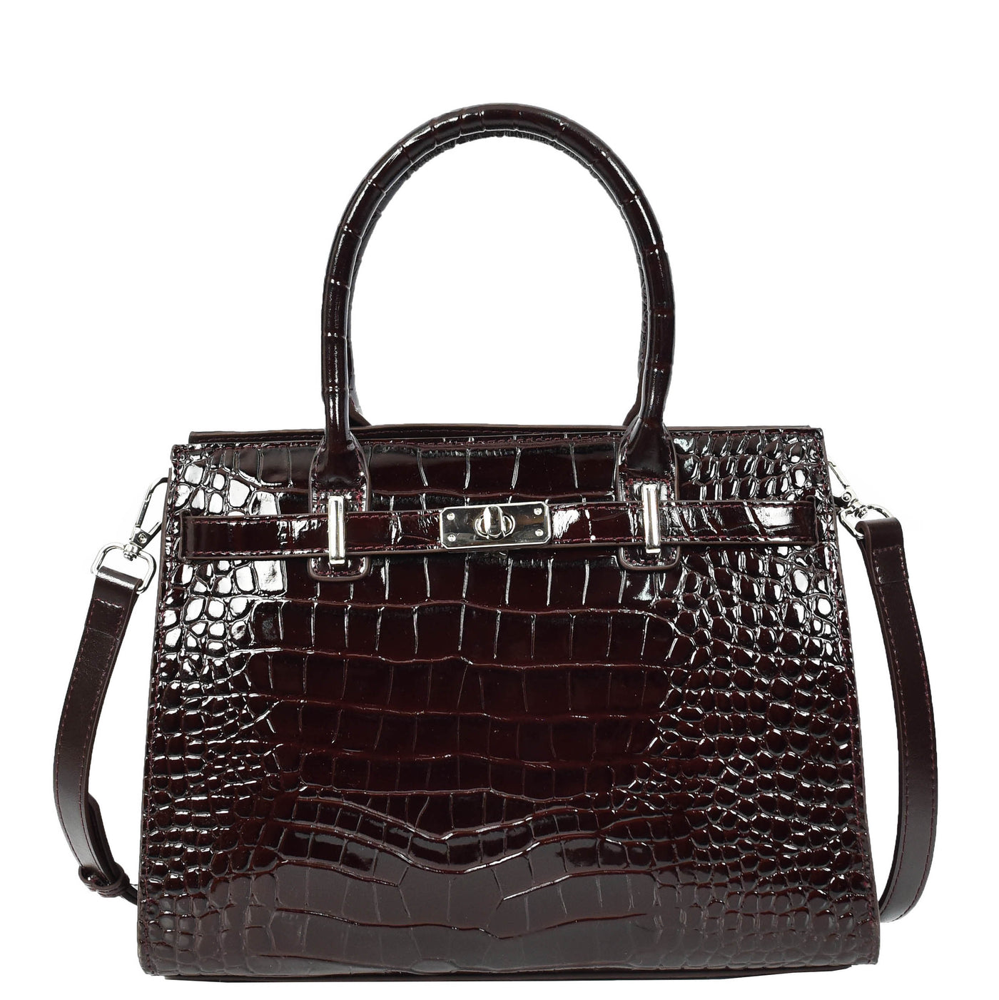 Women Real Leather Handbag Mid Size Organiser Top-Handle Handbag Noelle Brown (Min Order From 10Pcs)