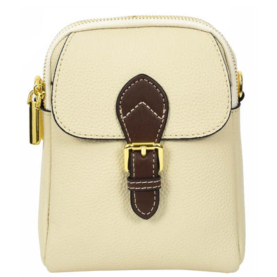 Women's Real Leather Cross Body Bag Small Size Sling Pouch Elizabeth White (Min Order From 10Pcs)