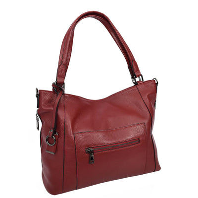 Women's Leather Tote Shoulder Handbag Evelyn Red ( Min Order From 10/Pcs )