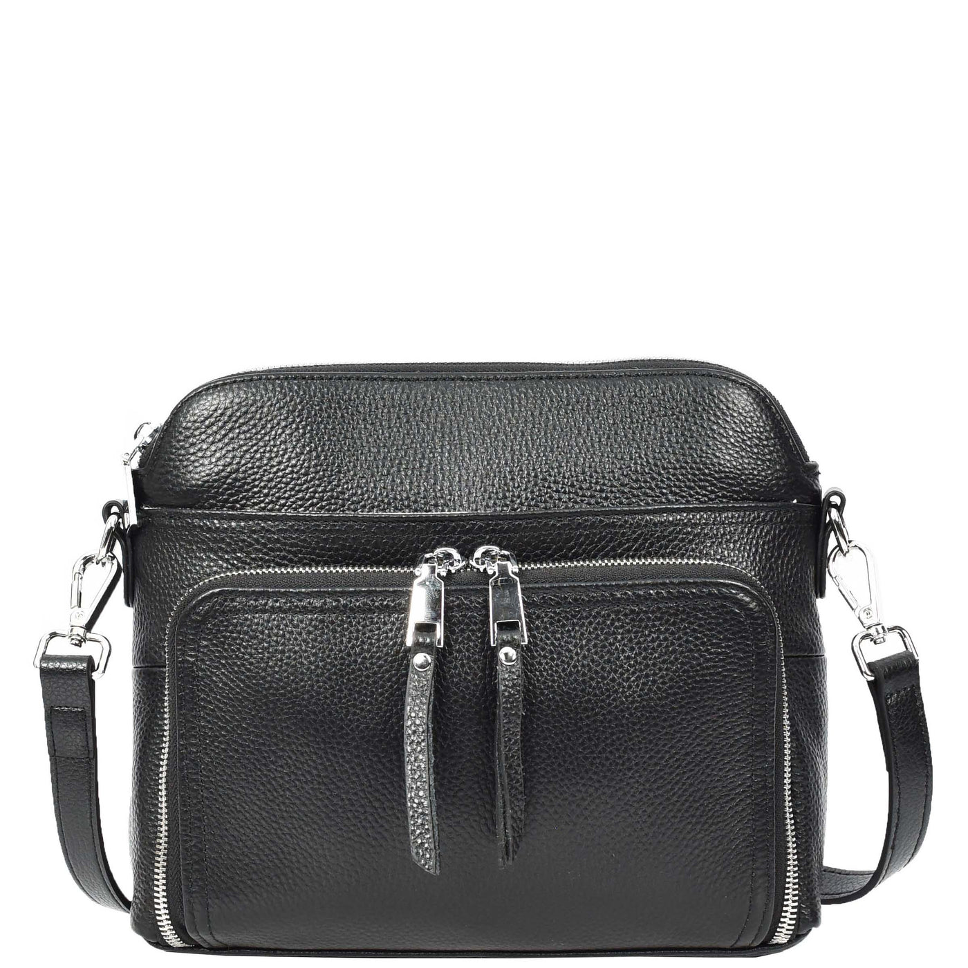 Womens Real Leather Cross Body Bag Classic Sling Style Skye Black (Min Order From 10Pcs)