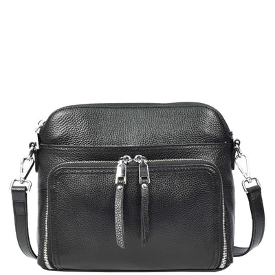 Womens Real Leather Cross Body Bag Classic Sling Style Skye Black (Min Order From 10Pcs)