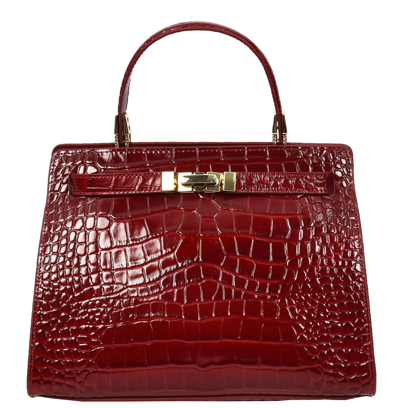 Women's Real Leather Handbag Small Organiser Top-Handle Handbag Camille Red ( Min Order From 10/Pcs )