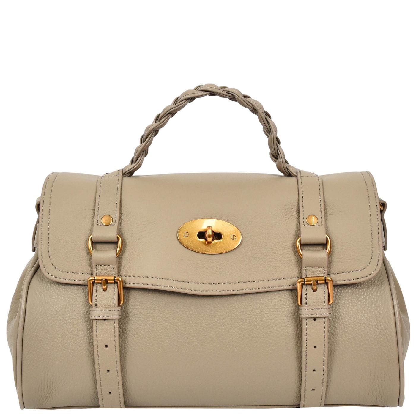Womens Real Leather Handbag Classic Satchel Top-Handle Style Greta Gray (Min Order From 10Pcs)