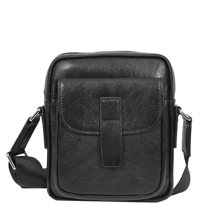 Mens Real Leather Cross Body Bag Small Size Travel Pouch Malmo Black (Min Order From 10Pcs)