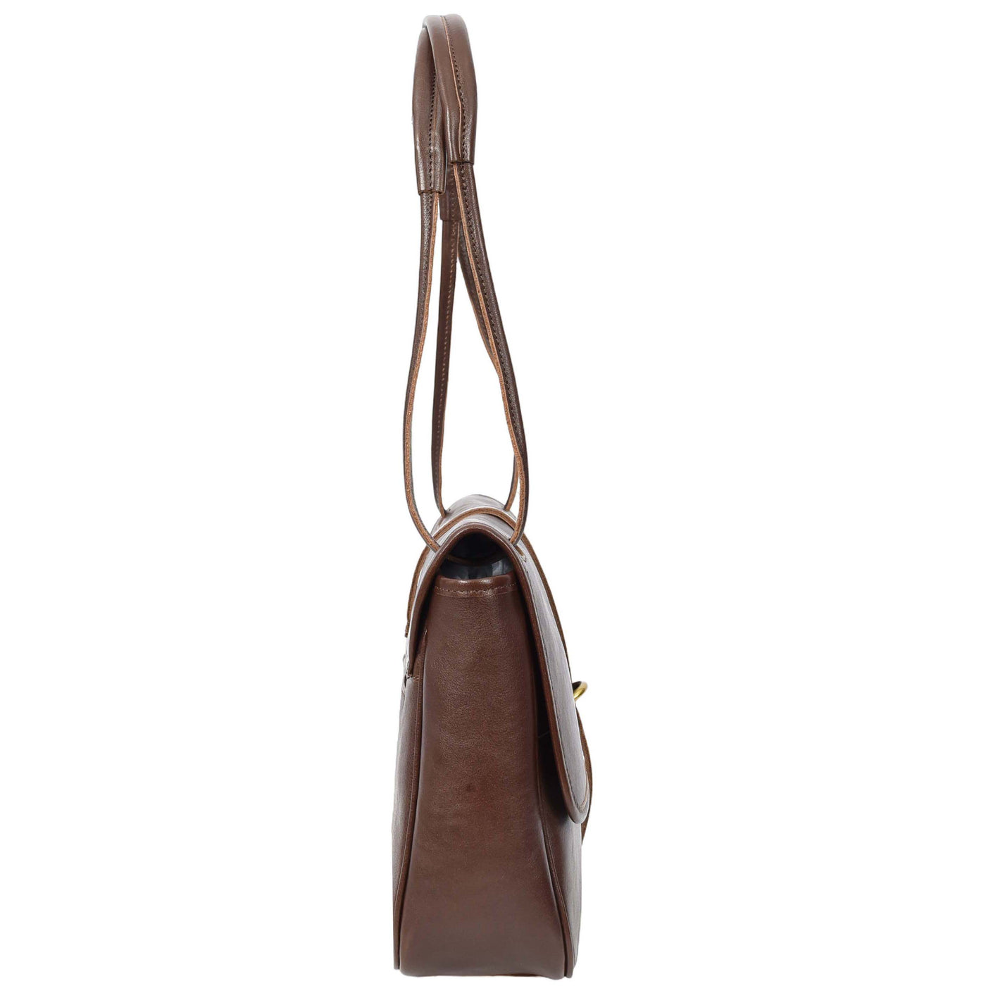 Women's Real Leather Shoulder Bag Classic Mid Size Handbag Simone Brown  (Min Order From 10Pcs)