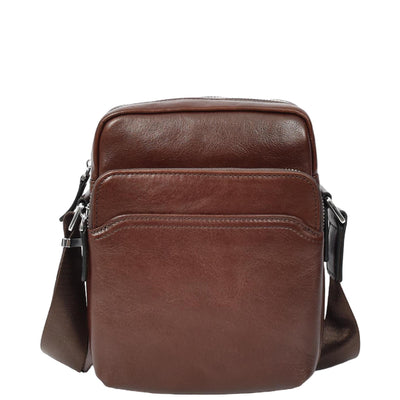 Mens Real Leather Cross Body Bag Small Size Travel Pouch Hanoi Brown (Min Order From 10Pcs)