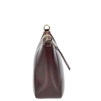 Women's Real Leather Cross Body Bag Small Size Sling Pouch Catherine BURGUNDY (Min Order From 10Pcs)