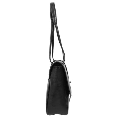 Women's Real Leather Shoulder Bag Classic Mid Size Handbag Simone Black  (Min Order From 10Pcs)