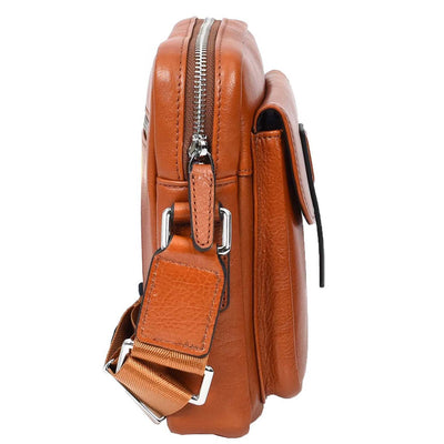 Mens Real Leather Cross Body Bag Small Size Travel Pouch Malmo Tan (Min Order From 10Pcs)