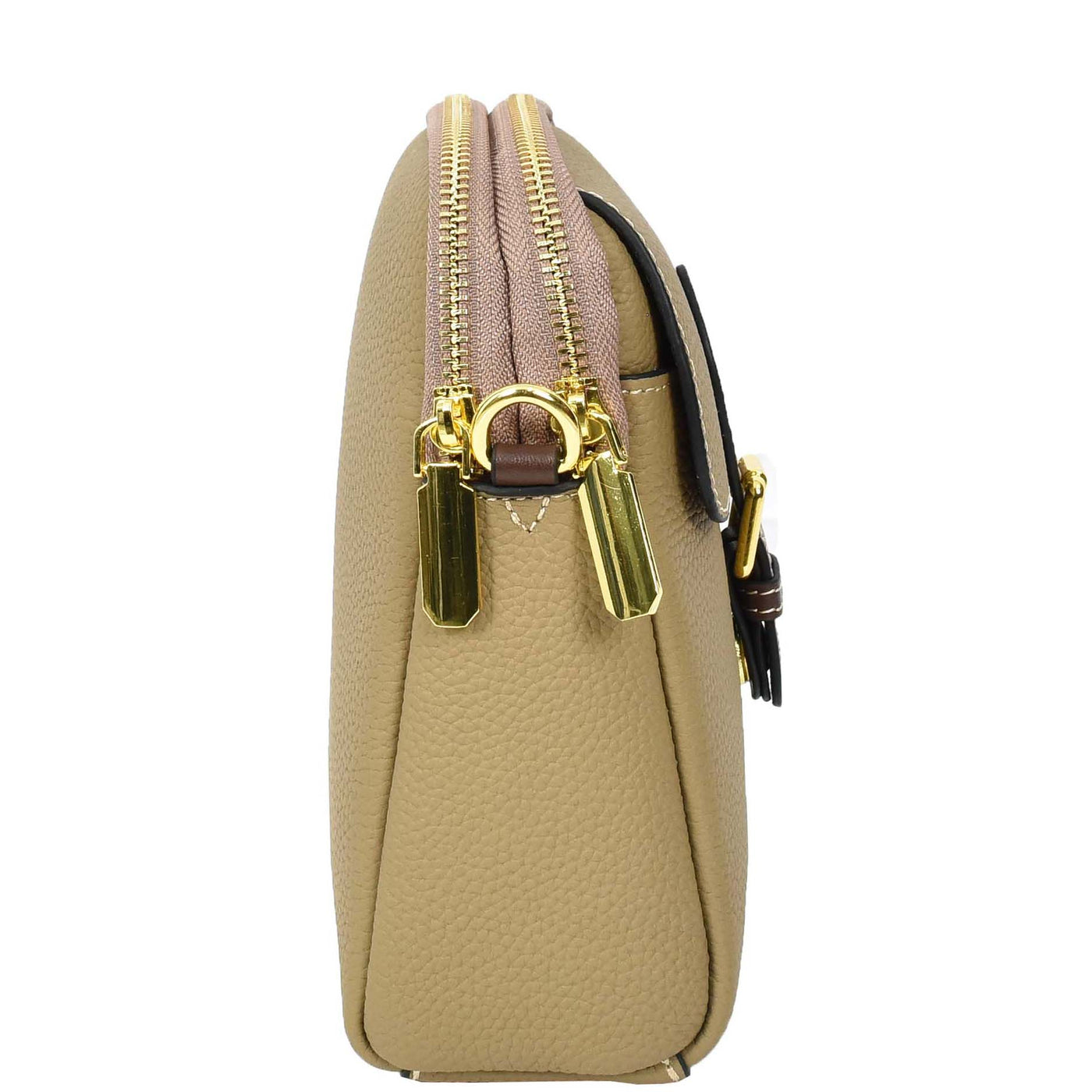 Women's Real Leather Cross Body Bag Small Size Sling Pouch Elizabeth Beige (Min Order From 10Pcs)
