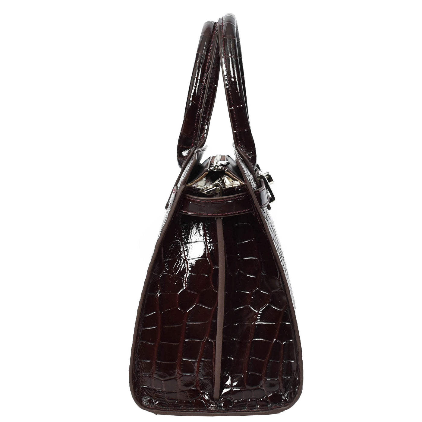 Women Real Leather Handbag Mid Size Organiser Top-Handle Handbag Noelle Brown (Min Order From 10Pcs)