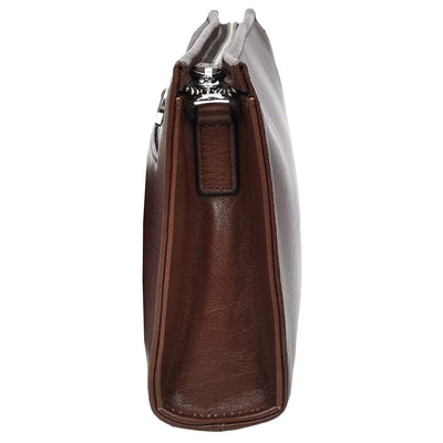 Mens Real Leather Wrist Bag Organiser Cross Body Style Suva Brown (Min Order From 10Pcs)