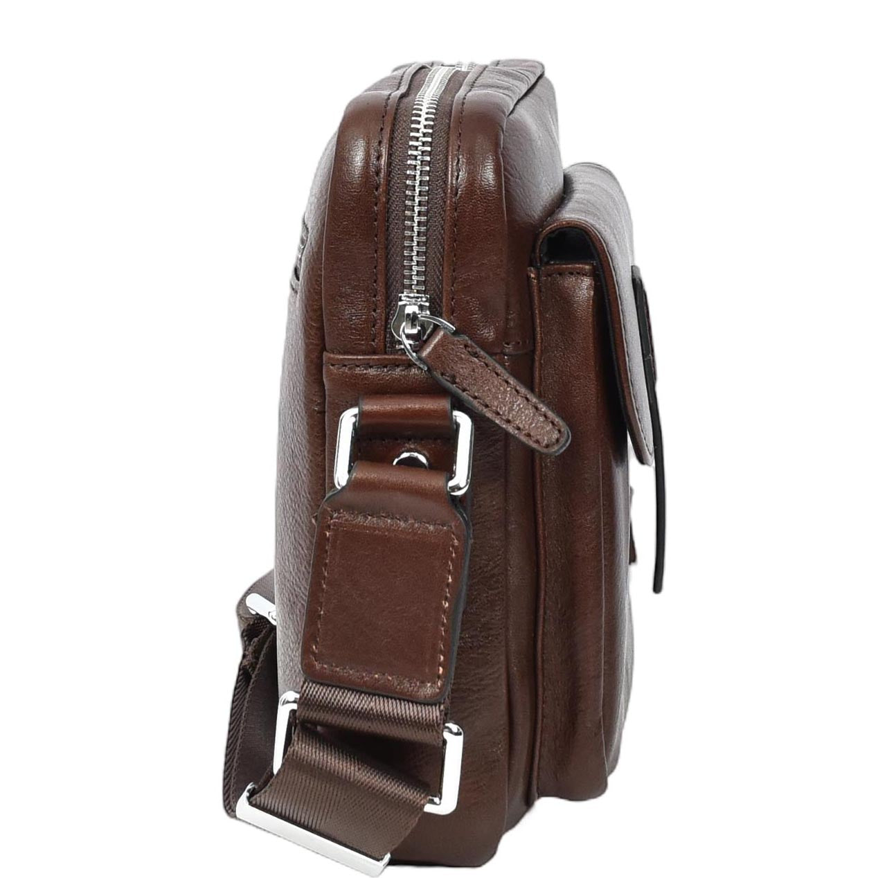 Mens Real Leather Cross Body Bag Small Size Travel Pouch Malmo Brown (Min Order From 10Pcs)