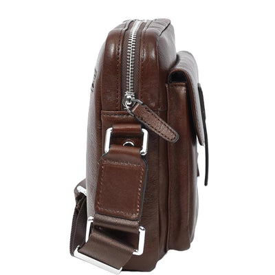 Mens Real Leather Cross Body Bag Small Size Travel Pouch Malmo Brown (Min Order From 10Pcs)