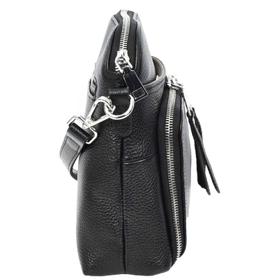 Womens Real Leather Cross Body Bag Classic Sling Style Skye Black (Min Order From 10Pcs)