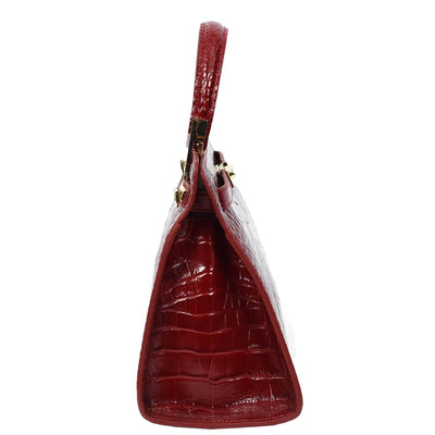 Women's Real Leather Handbag Small Organiser Top-Handle Handbag Camille Red ( Min Order From 10/Pcs )