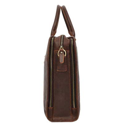 Real Leather Cross Body Briefcase Belmont Rust Brown ( Min Order From 10/ Pcs )