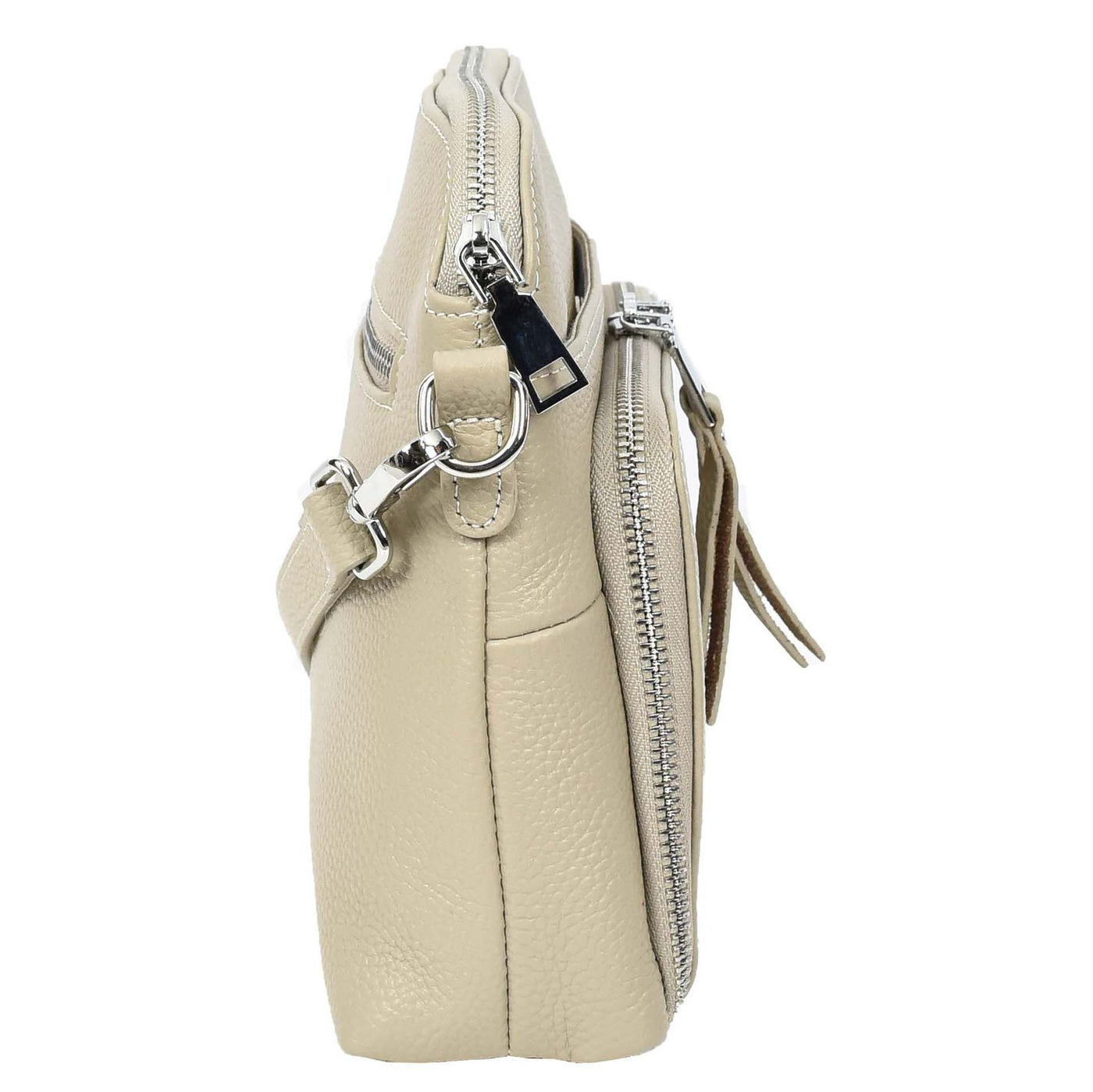 Womens Real Leather Cross Body Bag Classic Sling Style Skye Beige (Min Order From 10Pcs)