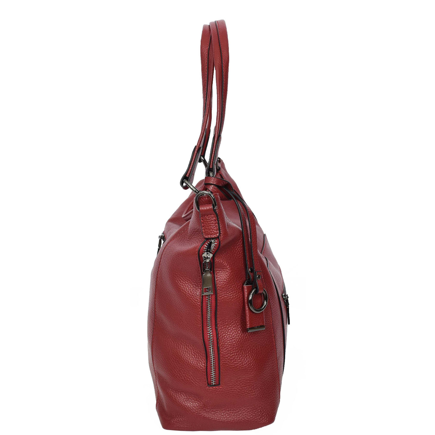Women's Leather Tote Shoulder Handbag Evelyn Red ( Min Order From 10/Pcs )