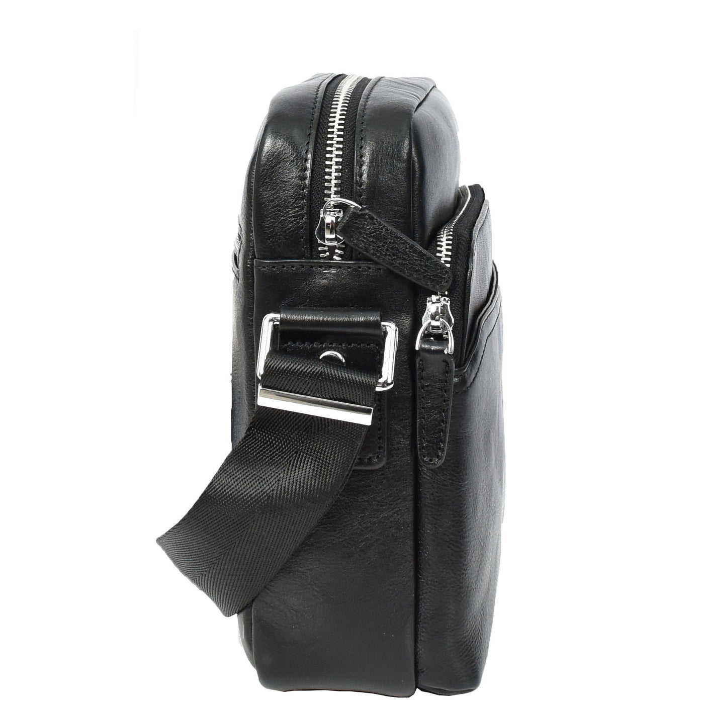 Mens Real Leather Cross Body Bag Small Size Travel Pouch Hanoi Black (Min Order From 10Pcs)