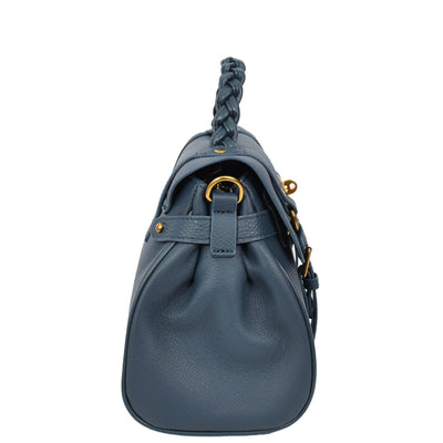 Womens Real Leather Handbag Classic Satchel Top-Handle Style Greta Blue (Min Order From 10Pcs)