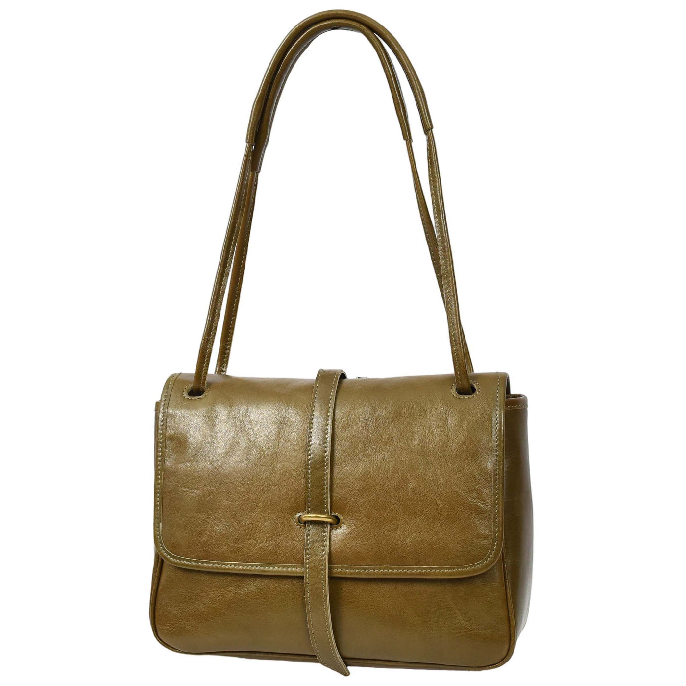 Women's Real Leather Shoulder Bag Classic Mid Size Handbag Simone OLIVE  (Min Order From 10Pcs)