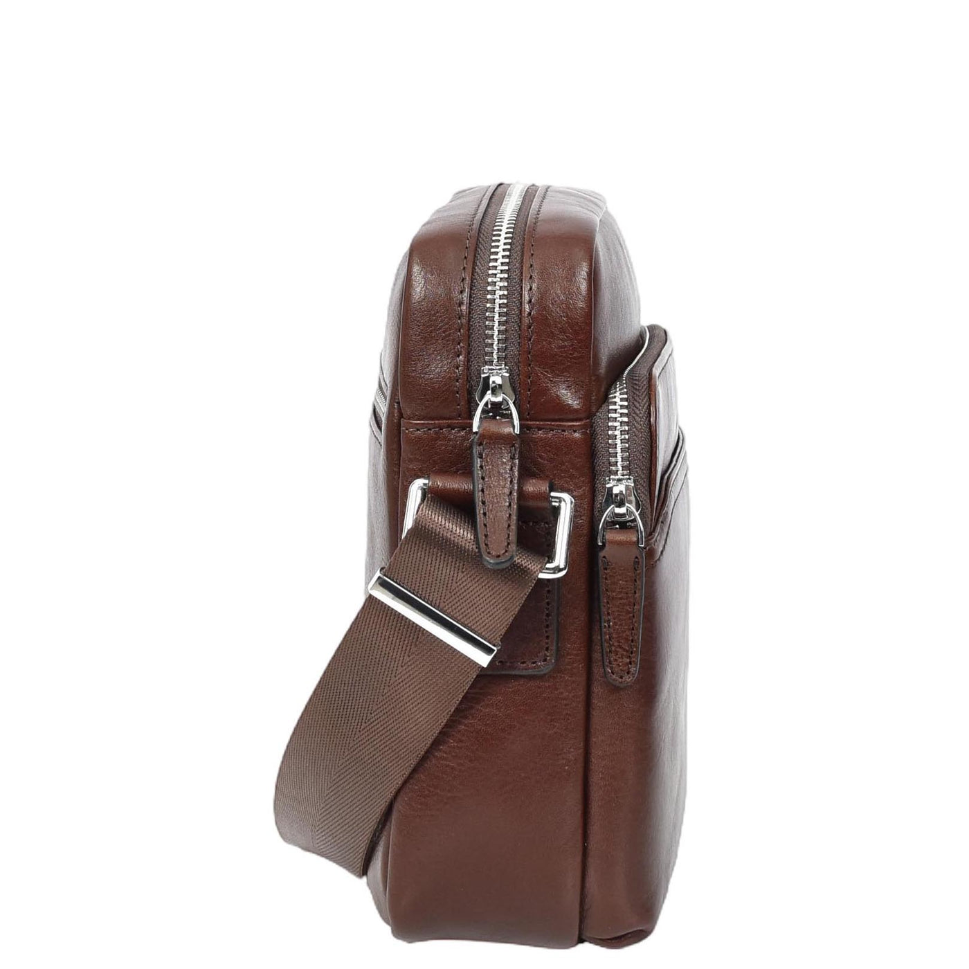 Mens Real Leather Cross Body Bag Small Size Travel Pouch Hanoi Brown (Min Order From 10Pcs)
