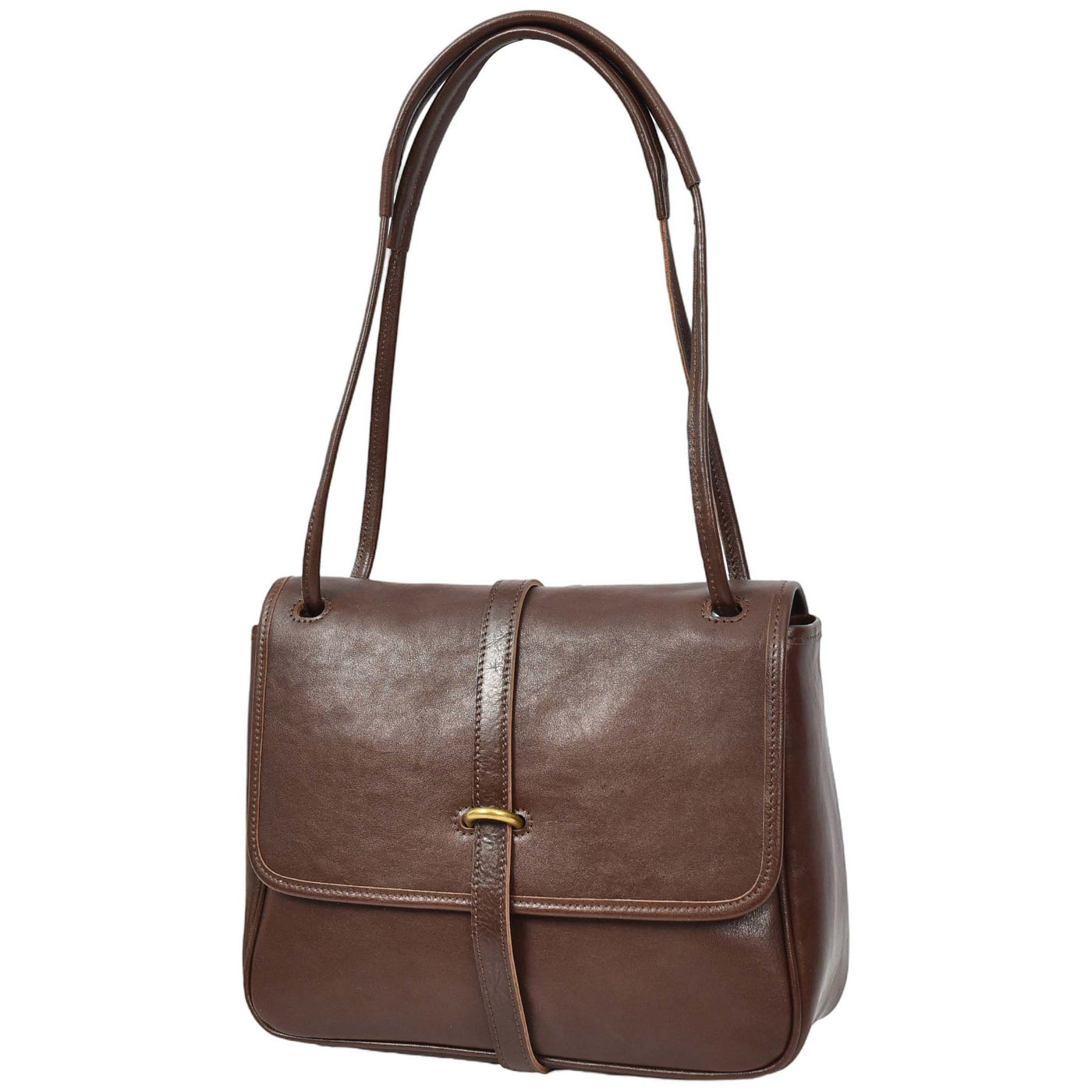 Women's Real Leather Shoulder Bag Classic Mid Size Handbag Simone Brown  (Min Order From 10Pcs)